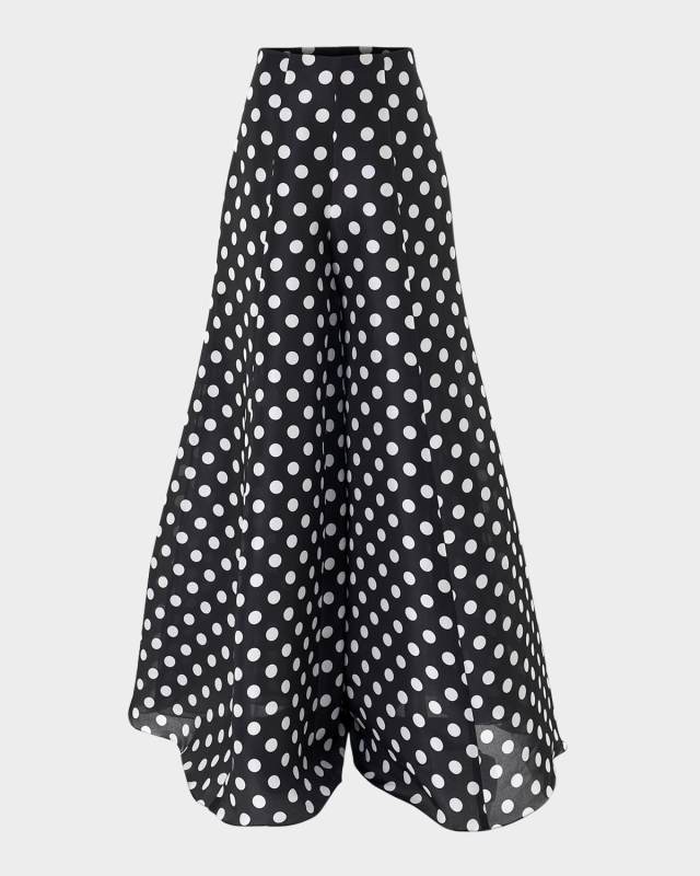 Polka-Dot Silk Palazzo Pants
